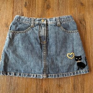3/24$ Gymboree Kids Embroidered Cat Blue Denim Skirt With Built In Shorts size 4